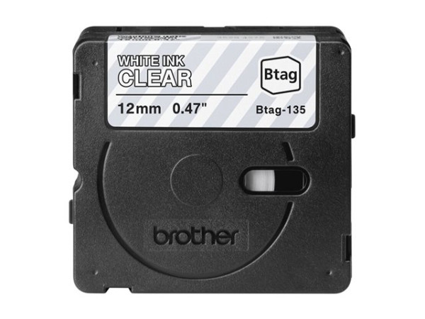 Brother Schriftband Btag-135 (12mm, weiß auf transparent,