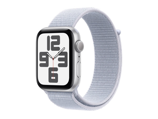 Apple Watch SE (silber, Aluminium, 44 mm, Sport Loop blaue