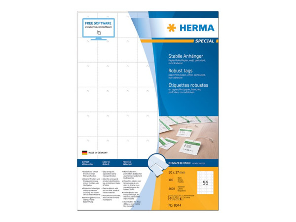 HERMA Anh?ng. rei?fest A4 30x37 mm wei? perfor. 5600 St.