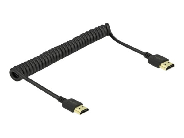 DeLOCK HDMI Spiralkabel 4K 60 Hz schwarz, 1,5 Meter