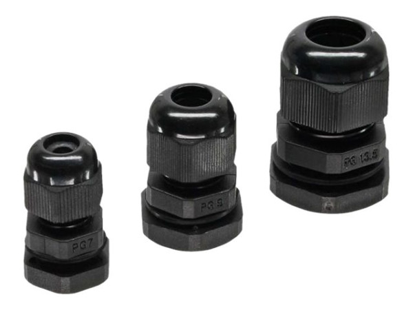 InLine® Kabeldurchführung Nylon IP68 4-8mm, schwarz, 10