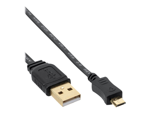 Kabel USB St."A"=>St."Micro-B" 5-pol 3,0m Flachband, Inline