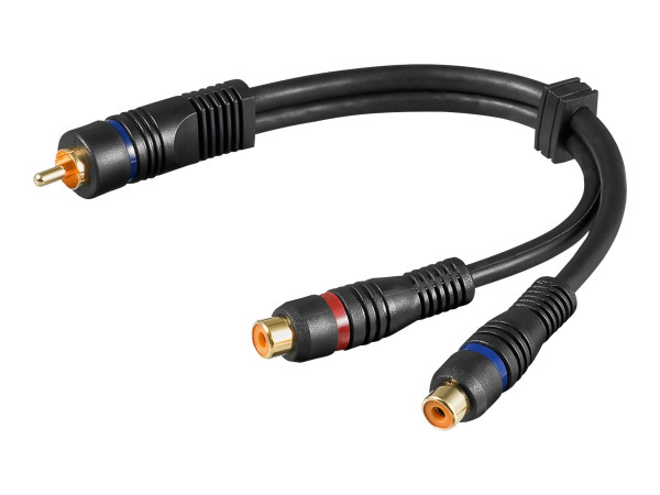 Audiokabel 2x Cinch -> 1x Cinch Bu/St 0,20m OFC Kabel