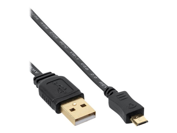 InLine® Micro-USB 2.0 Flachkabel, USB-A an Micro-B 1,0m