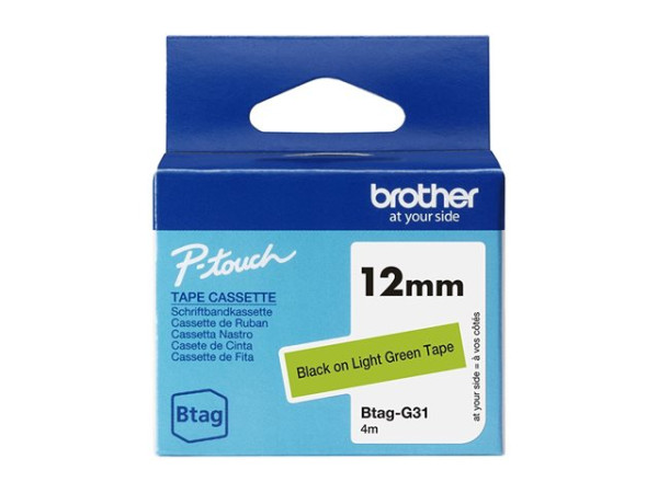 Brother Schriftband Btag-G31 (12mm, schwarz auf grün, nicht