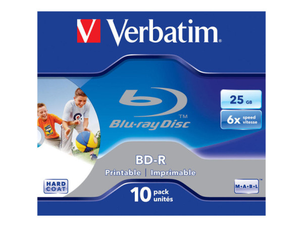 BD-R 25GB Verbatim 6fach, 10 Stück, Jewel Case, bedruckbar