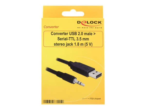 Konverter Delock USB2.0 -> Seriell-TTL 3,5mm Klinke 1,8m 5V