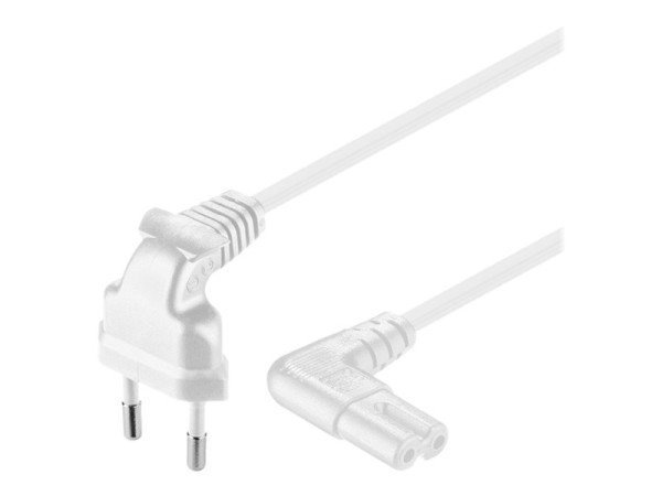 goobay Netzkabel Eurostecker 90°, Kabel weiß, 2,0 Meter 2 m