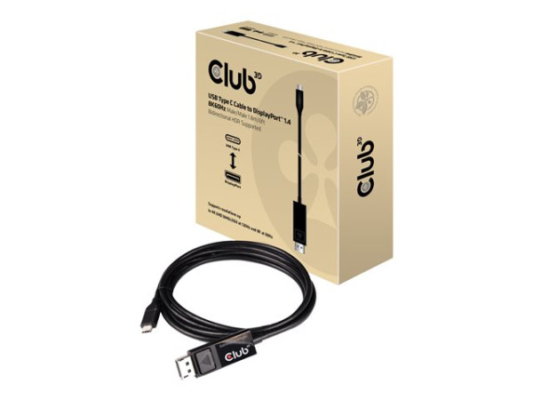 Kabel USB-C zu Displayport Stecker 1,8m Club 3D, 8K60Hz