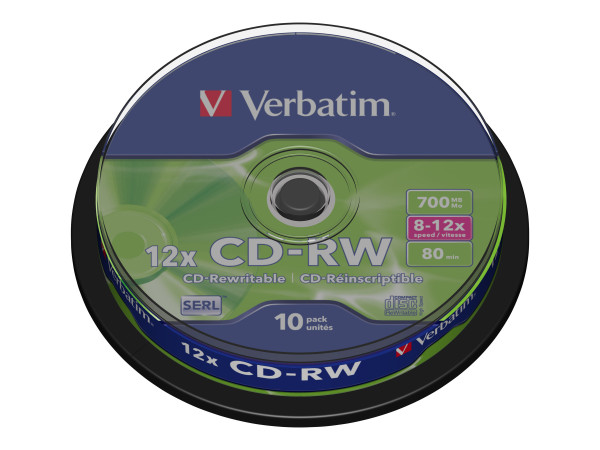 CD-RW Verbatim 700MB 10pcs Pack 12x Spindle Scratchresist