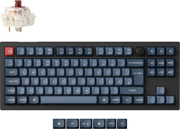 Keychron V3 Max (schwarz/blaugrau, DE-Layout, Gateron