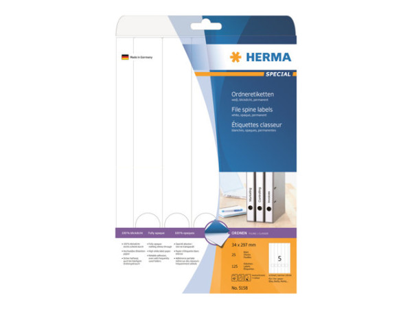 HERMA Ordneretiketten A4 wei? 34x297 mm Papier opak 125 St.