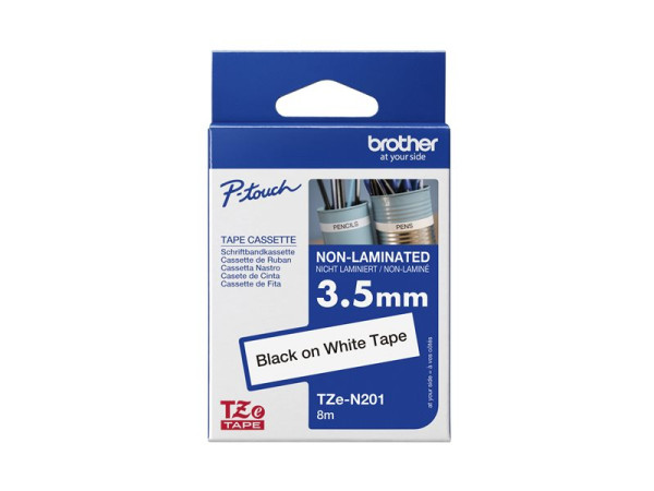 Schriftbandkassette Brother 3,5mm wei?/schwarz TZEN201