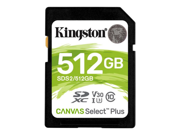 Kingston SD 512GB Canvas Select + UHS-I U3 KIN schwarz,