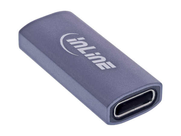 InLine USB4 Adapter, USB-C Buchse/Buchse, Aluminium, grau