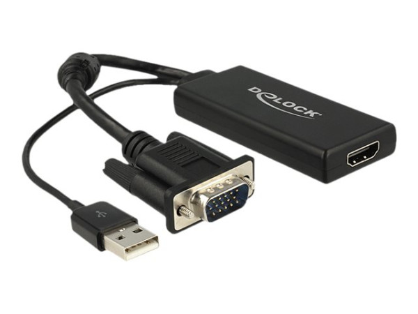 Adapter DeLock VGA-St. --> HDMI-Bu. mit Audio, schwarz