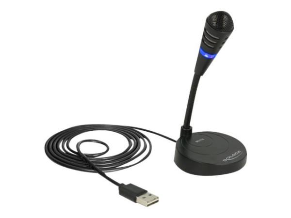 DeLOCK USB Mikrofon Touch- Mute 1,7m schwarz, USB,