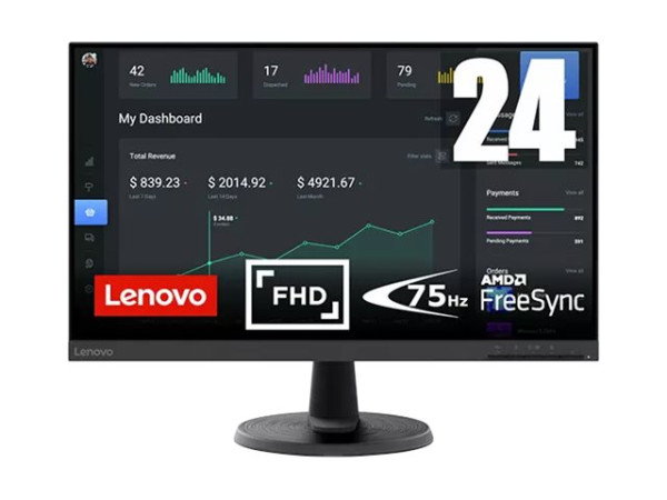 Lenovo D24-40 (60.45 cm(23.8 Zoll), schwarz, Full HD, HDMI,