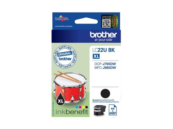 Brother Tinte schwarz LC-22UBK Tinte Schwarz 2400 Blatt