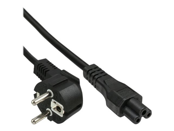 Inline Netzkabel für Notebook, 3pol Kupplung, schwarz, 2m