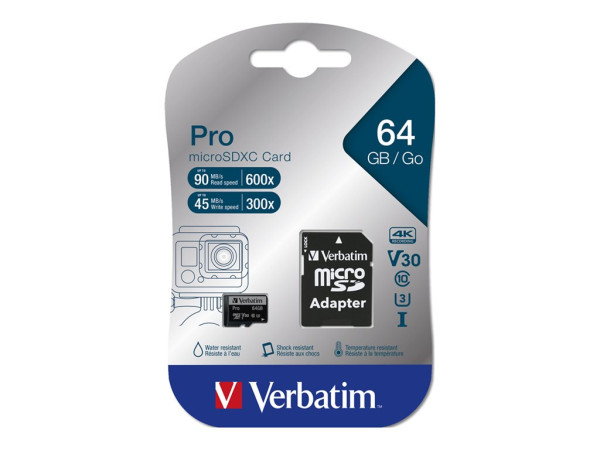 Verbatim Pro 64 GB microSDXC, Speicherkarte UHS Speed Class