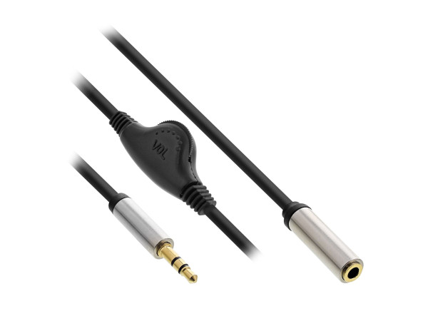 InLine Slim Audio Kabel Klinke 3,5mm ST / BU, mit Lautstärk