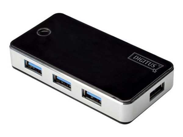 USB-HUB DIGITUS 4-Port, USB3.0, extern, schw Klavierlack,+NT