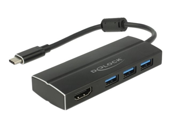 DeLOCK USB C 3.1>3xUSB 3.0 A Hub+HDMI 4K schwarz