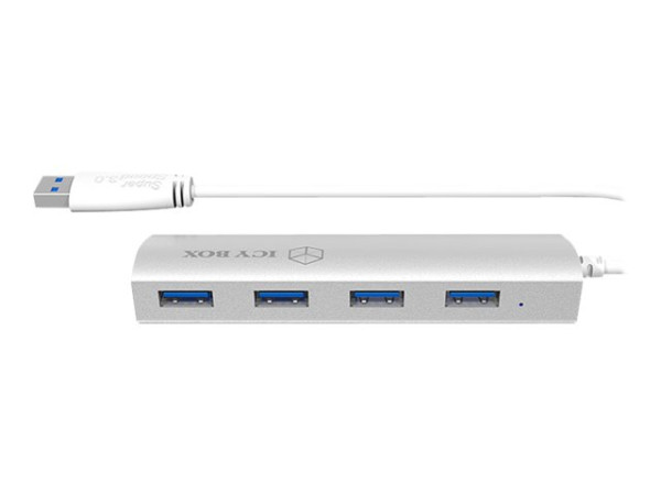 Icy Box IB-AC6401 4Port USB3.0 HUB, Switch silber Switch