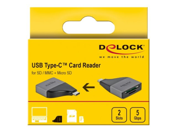 DeLOCK USB-C Card Read f. SD/MMC+MicroSD | 64117