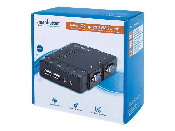 KVM Switch 4-Port Manhattan USB inkl. Kabeln schwarz