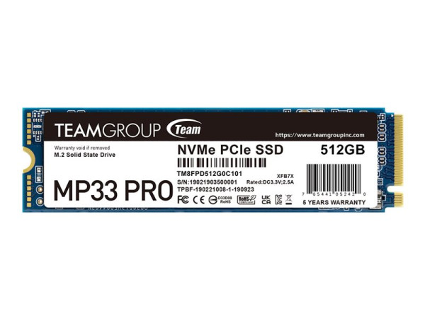 Team Group SSD 512GB 2.4/2.1G MP33 PRO M.2 PCIe TEM PCIe