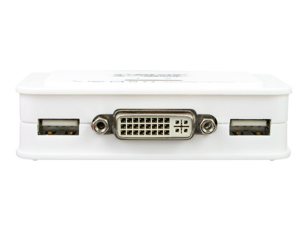 Inline KVM Switch, 2-fach, DVI-D, USB, mit Audio, integr.