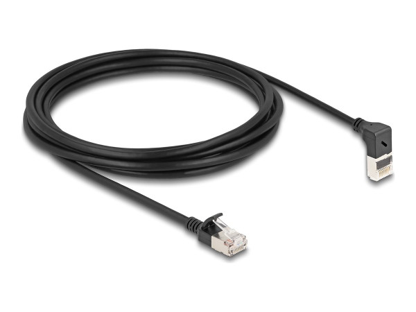 DeLOCK Patchkabel RJ-45 Cat.6a S/FTP, Slim 90ø gewinkelt