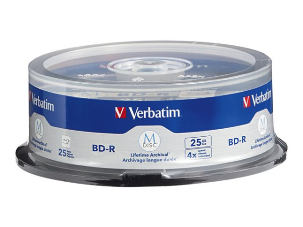 Verbatim BD-R M-Disc 4x CB 25GB White Blue 25St 4-fach,