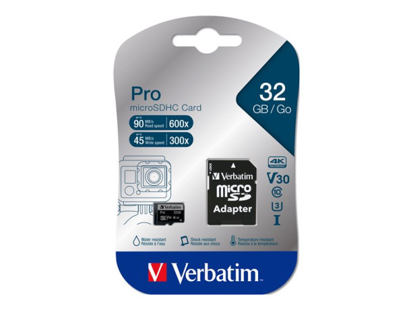 Verbatim microSD Pro 32GB Cl10 SDHC VER UHS Speed