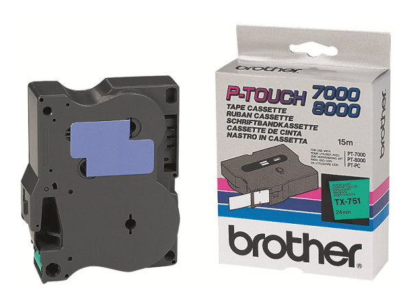 Brother Schriftband TX-751 24 mm, schwarz auf grün für