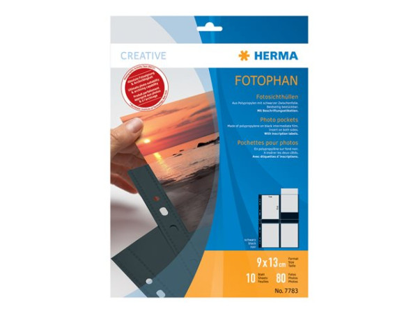 HERMA Fotosichth?llen 90 x 130 mm hoch schwarz 10 H?llen