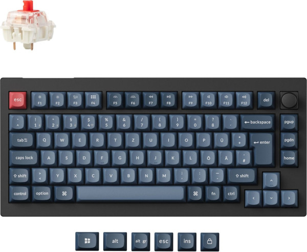 Keychron V1 Max (schwarz/blaugrau, DE-Layout, Gateron