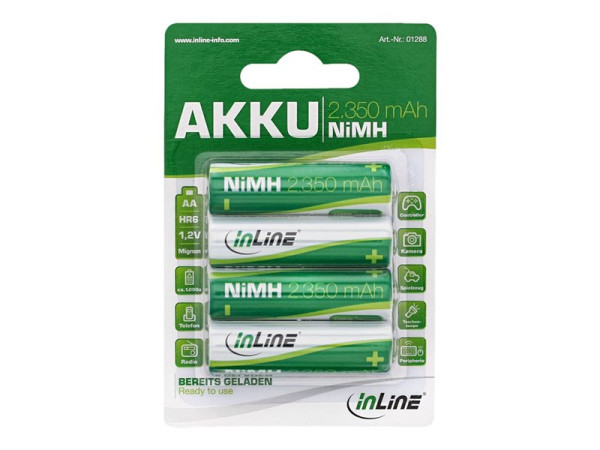 InLine? NiMH-Akku, Mignon (AA), 2350mAh, vorgeladen, im 4er