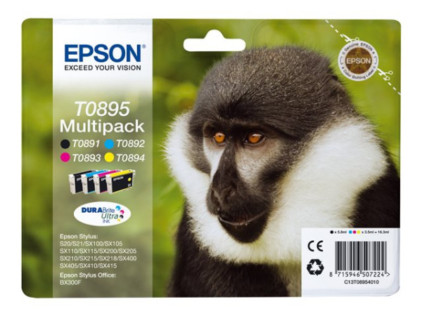 Epson C13T08954010|T0895 Tintenpatrone MultiPack Bk,C,M,Y,